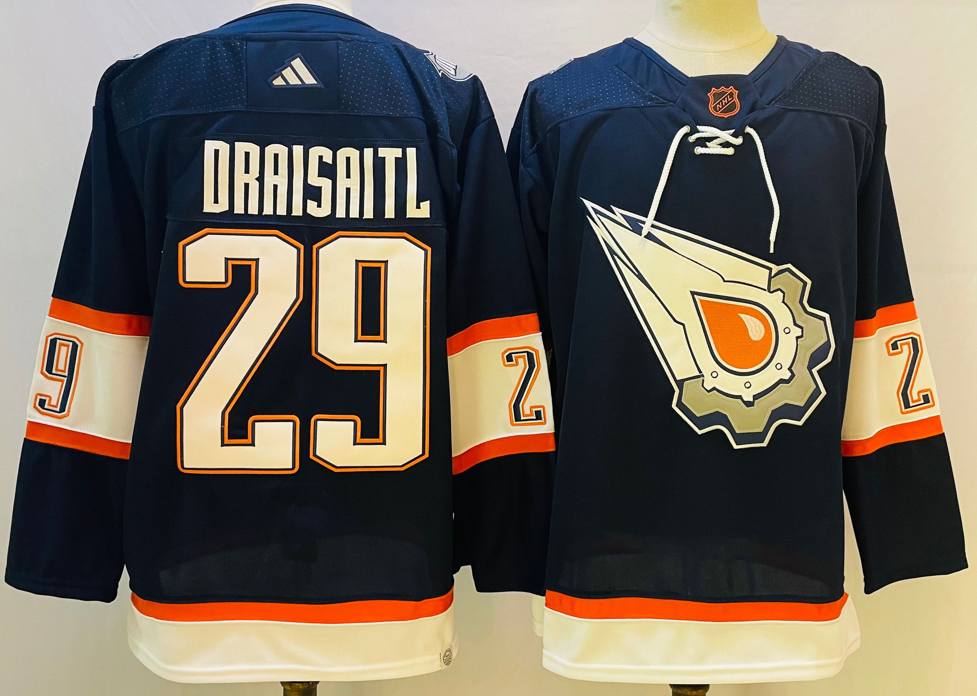 Men Edmonton Oilers #29 Draisaitl Blue orange Throwback 2022 Adidas NHL Jersey->edmonton oilers->NHL Jersey